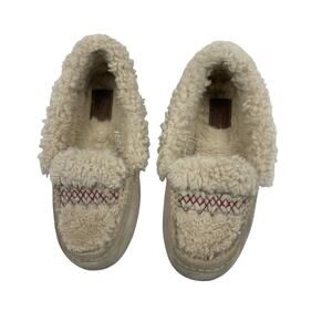 Ugg Ansley Braid Suede Slippers Women 9 Natural Cream Sheepskin Moccasin Style